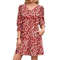 thumbnail image 5 of WIHOLL Flowy Dresses for Women Cute Floral Print 3/4 Length Sleeve Midi Dress Lightweight Casual Beach Vacation Sundresses with Pockets, 5 of 9