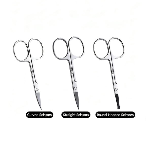 Eyebrow and Nose Hair Grooming Scissors, Stainless Steel Beauty Trimming Scissor for Facial Hair Eyelash Nail Care, 3PCS