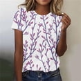 thumbnail image 2 of Women's Round Neck Blouse Dressy Casual Tops Summer Clothes for Teen Girls Tie Dye Floal Printing Comfy Casual Shirts Fashion 2024 Short Sleeve Loose Fit Flowy Tunic Tops Vintage Blue T Shirts L, 2 of 4