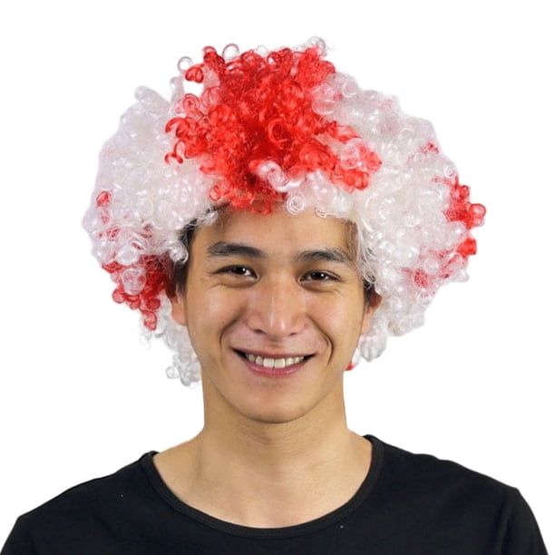 Seitruly Peluca de payaso para fiesta, pelo sintético para aficionados al fútbol, fiestas multiusos, accesorio para la cabeza multicolor, Cuidado del cabello Inglaterra Tamaño libre Seitruly CE015200-05