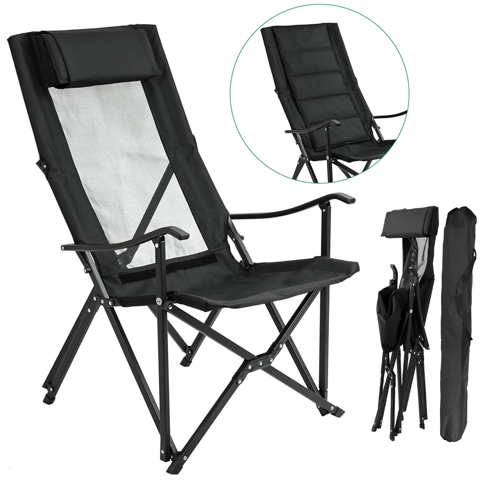 Outsunny Aluminium Textilene Garden Portable Stool Folding Travel Chair Footrest Outdoor Patio Camping Hiking Fishing Seat