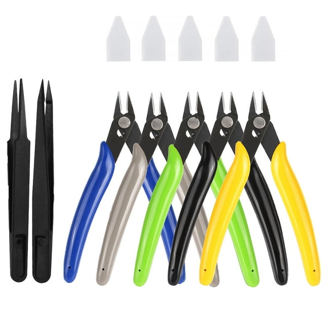 7pcs 5 Inch Micro Wire Cutters Flush Cutter Pliers Small Diagonal Clippers Precision Wire Nippers Zip Tie Cutters for Jewellery Making Model Snips Hobby Snips Metal