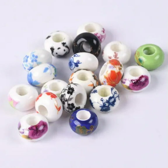 U8MO 10pcs 15mm Rondelle Ceramic Big Hole Beads fit Charm European Bracelet-0#