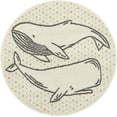 thumbnail image 2 of Unique Loom Whimsy Kids Collection Area Rug - Whales (3' 3" Round Gray/Black), 2 of 11