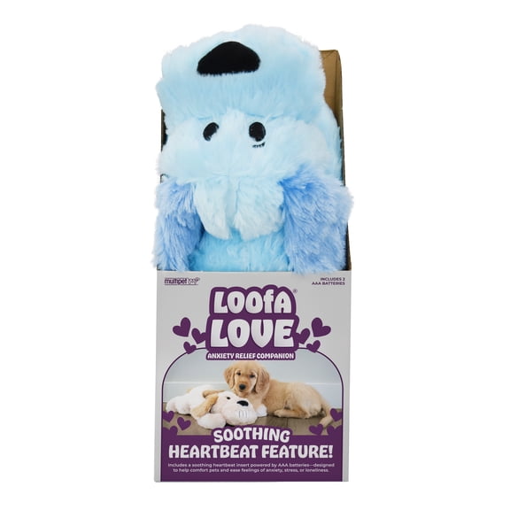 Multipet Loofa Love Companion, Anxiety, Stress Reliever Plush Cuddle Buddy for Dogs with Artificial Heartbeat Sound and Vibration, Assorted Colors