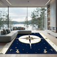 thumbnail image 2 of ODIKA 6'x9' Ultra-Soft Area Rug, Compass Round Nautical Vintage Points Boat Circular Retro Fish None Washable, Bare feet friendly, Silk-Touch for Guest Room, Bedroom, 2 of 7