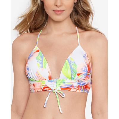 Salt   Cove Hibiscus Garden Molded Push-up Bikini Top In White/multi
