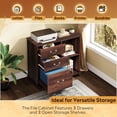 thumbnail image 5 of GALAXHERO 3 Drawer File Cabinet with Charging Station, Wood Lateral Filing Cabinet with Lock, Rolling Printer Stand with Storage for Home Office, Brown Oak, 5 of 7