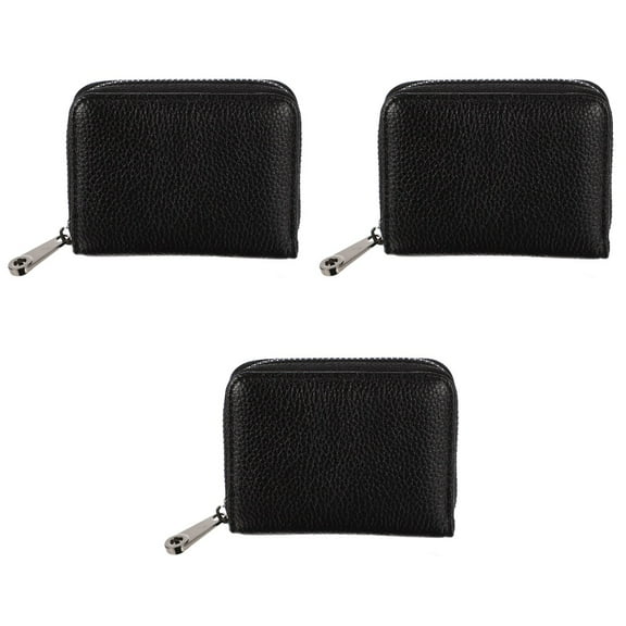 WORGEOUS 3 pcs PU Bag Leather Zipper Organ Purse Leather Credit Slot Wallet Purse Pocket