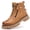 Yellow, variant on Men's Side Zipper Lace Up Ankle Martin Boots, Square Toe Split Leather Thick Platform Combat Boots, Multiple Colors Available