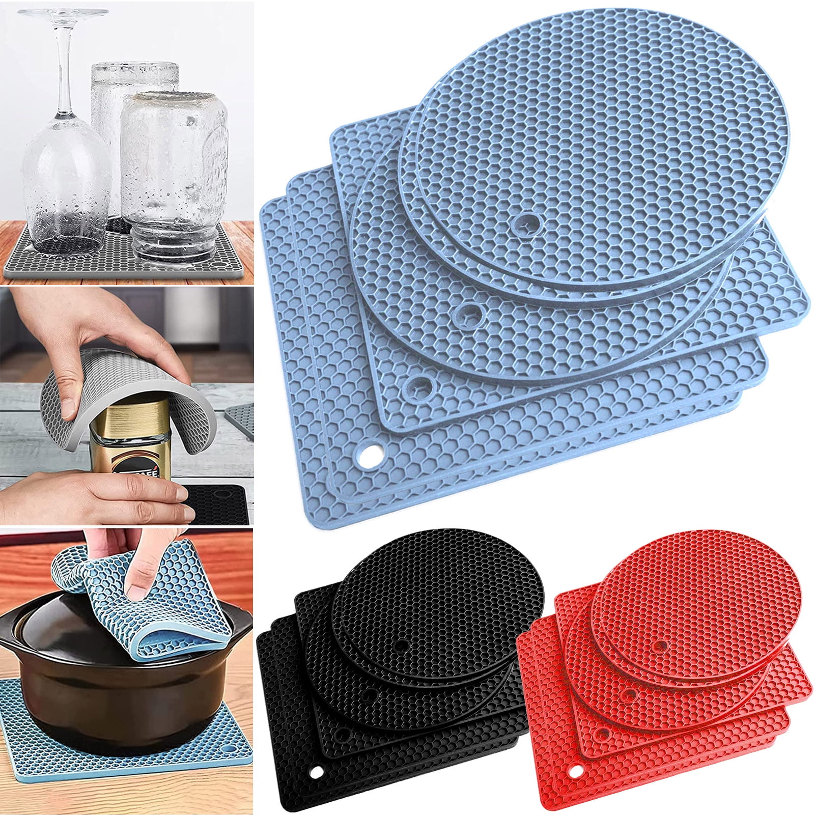 Walbest 6 Pack Silicone Trivet Mats Heat Resistant Trivet