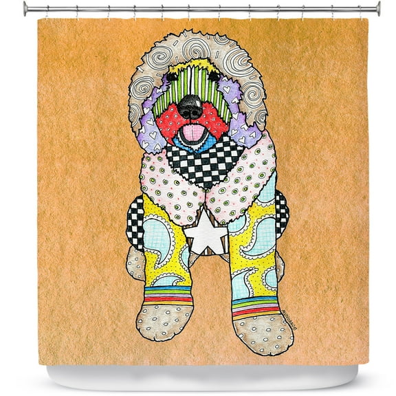 Shower Curtains 70" x 93" from DiaNoche Designs by Marley Ungaro - Labradoodle Dog Tan