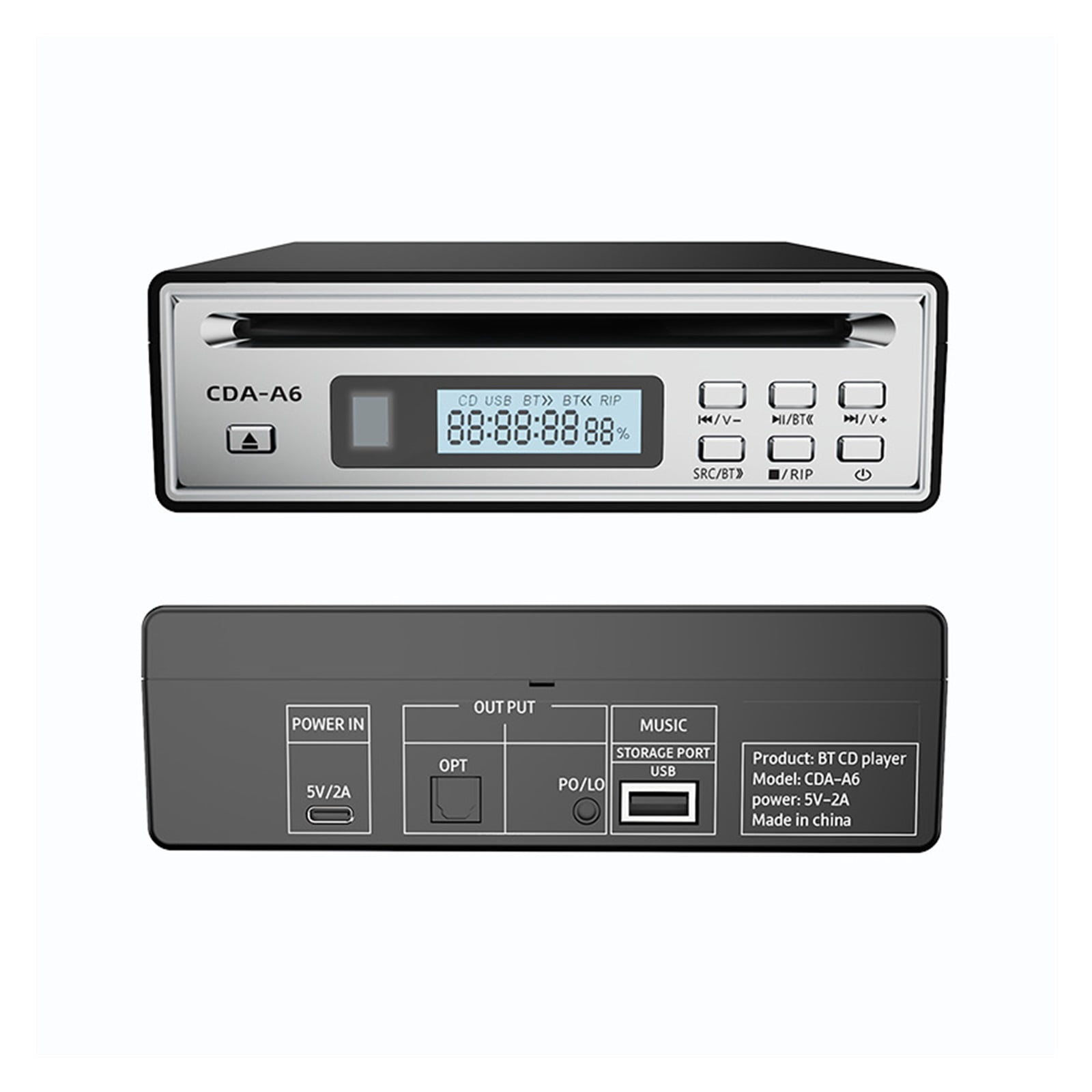 CD Player Bluetooth Digital CD Grabber with Automatic Ripping WAV Fiber Output Remote Control ,Compatibility