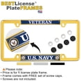 thumbnail image 2 of [Officially Licensed Product] - U.S. Navy Veteran with Eagle, Anchor Logo - Domed Custom-Made Personalized Narrow (Thin) Top 4 Hole Metal Car License Plate Frame with Free caps - Gold (Qty:1 Frame), 2 of 7