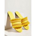 thumbnail image 1 of Women Orange Raw Trim Design Flat Sandals, Funky Open Toe Slide Sandals For Summer, 1 of 4