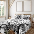 thumbnail image 2 of Ambesonne Cartoon Fitted & Top Sheet Set with Shams, Adventure, Black White, 2 of 5