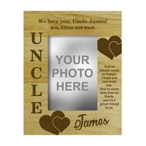 Personalized Best Uncle Gift Wood Engraved Picture Frame With Names -4 x 6 Inches Horizontal