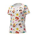 thumbnail image 2 of Goofa Childrens Party Pattern Womens Deep V Neck Low Cut Tops Casual Summer Short Sleeve Ribbed Knit T-Shirts-XX-Large, 2 of 5