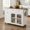 White + Walnut, variant on Christopher Knight Home 54.2" Mobile Kitchen Island with Glass Door, Trash Bin Cabinet, Blue Gray + Natural