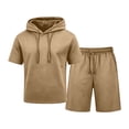 thumbnail image 5 of Miqool Men's Shorts Set Short Sleeve Hoodie Drawstring Waist Casual Summer Sportswear Loungewear Two Piece, 5 of 9