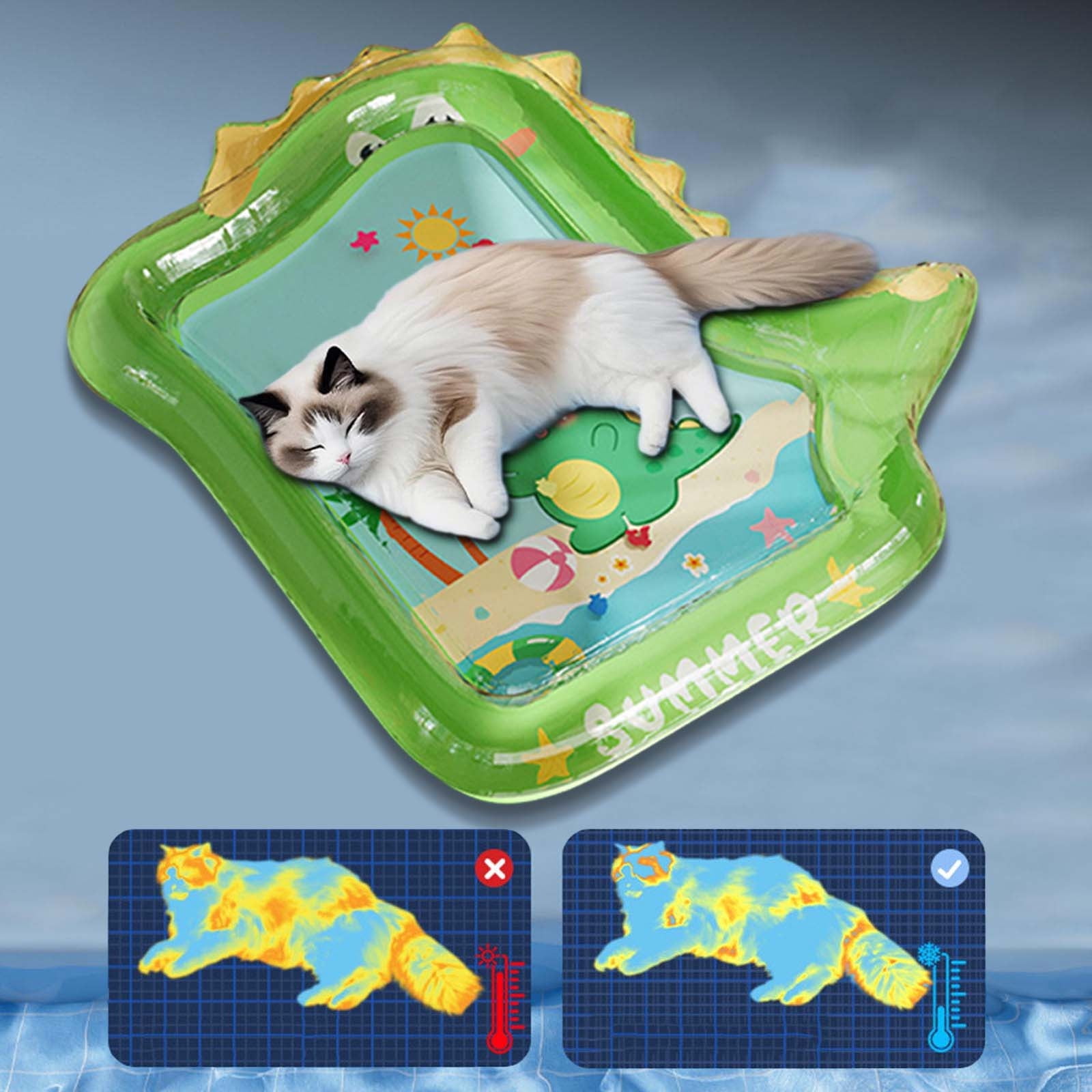 Inflatable Water Sensory Play Mat for Indoor Cats Interactive Ocean Themed Pet Toy Durable Crawling Cushion
