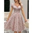 thumbnail image 2 of Women's Retro Floral Puff Sleeve Dress, 2 of 5
