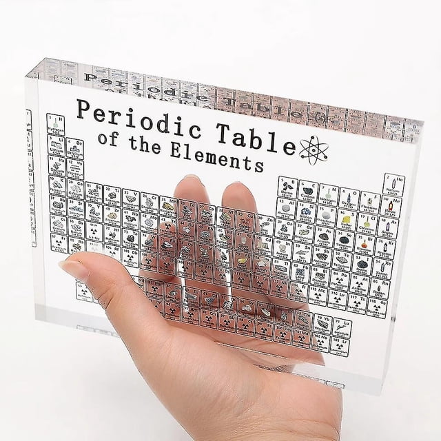 L purple Tabla periódica acrílica con elementos reales para niños, enseñanza, día escolar, regalo de cumpleaños, elemento químico, decoración para el hogar y la escuela