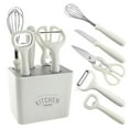 thumbnail image 2 of COM1950s 6 Piece Kitchen Tool Set, Complete Gadgets Set with Stand Includes Scissors, Peeler, Whisk, Knife, Opener, All-in-One Kitchen Utensil Organizer, 2 of 9