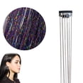 thumbnail image 1 of Synthetic Sparkle Hair Tinsel Extensions Clip-In, 20-Inch Metallic Shiny Strands for Parties, Festivals, Everyday Wear, 50cm, 26 Vibrant Colors, 1 of 8