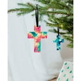 thumbnail image 5 of WIRESTER Set of 2 Aluminum Cross Hanging Ornaments for Christmas Tree Holidays Party Home Office Xmas Tree Decoration Gift - Colorful Watercolor Painting & Gray Teal Abstract Oil Painting, 5 of 6