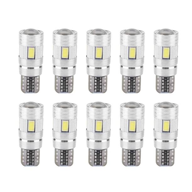 10 bombillas LED T10 5630 6SMD W5W para decodificación de coche, CANbus, sin errores, luz de posición lateral para matrícula.
