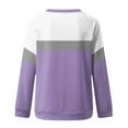 thumbnail image 5 of ATOYSOY Women's Crew Neck Sweatshirts Oversized Tops Outwear Fashion Long Sleeve Tees Fall Winter Casual Shirts Drop Shoulder Color Block Pullover Purple XXL, 5 of 5