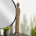thumbnail image 3 of 5" x 32" Beige Polystone Meditating Buddha Sculpture with Engraved Carvings and Relief Detailing, by DecMode, 3 of 11