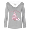 thumbnail image 4 of WREESH Merry Christmas Womens Fashion Slim V Neck Blouses Warm Faux Furry Collar Pullover Pink Christmas Tree Printed T-Shirts Long Sleeve Tunic Tops Bottoming Shirt Gray, 4 of 4
