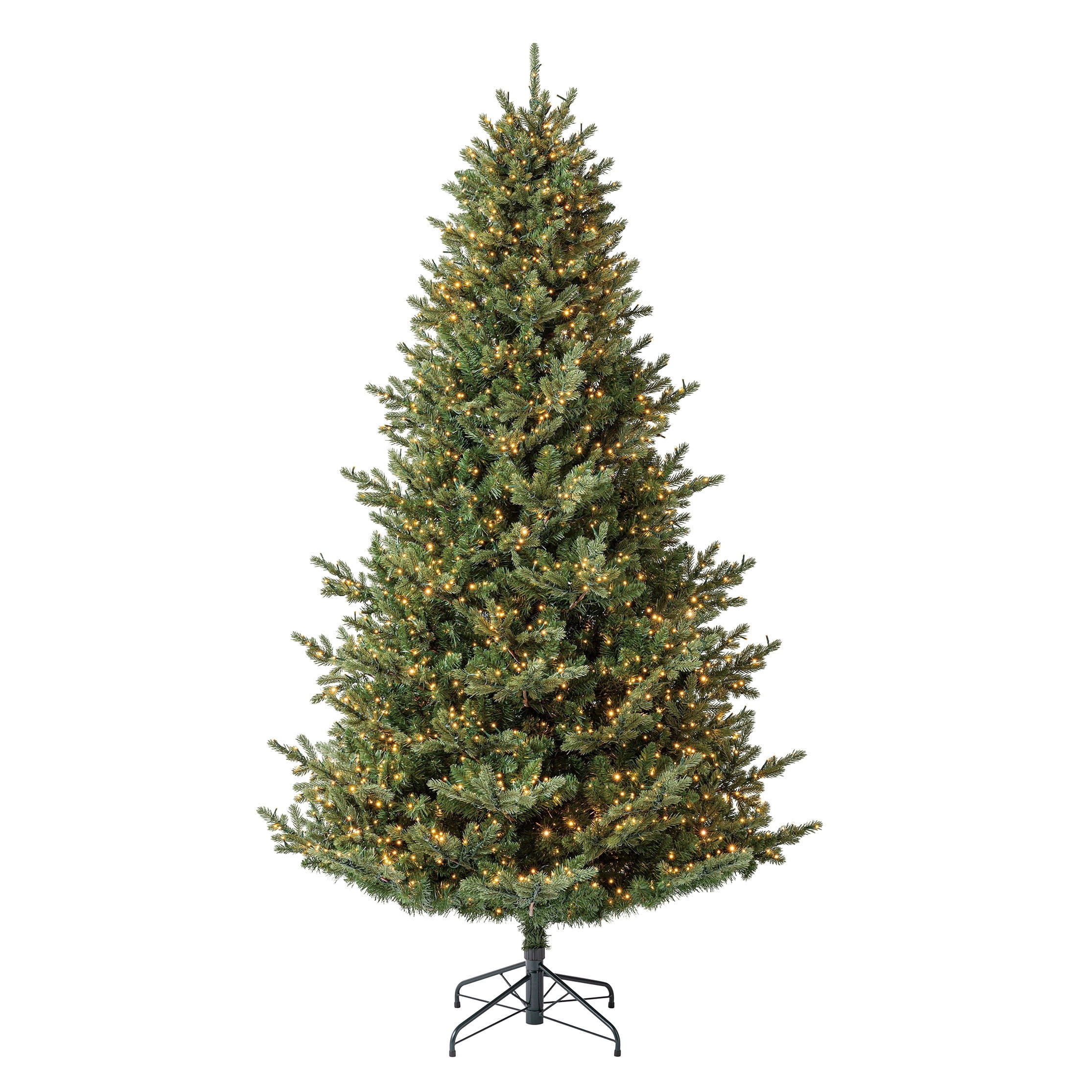 My Texas House 7.5' Pre-Lit Grand Spruce Green Artificial Christmas Tree with LumaDazzle Color-Changing Twinkle LED Lights, Quick Set, and Stand