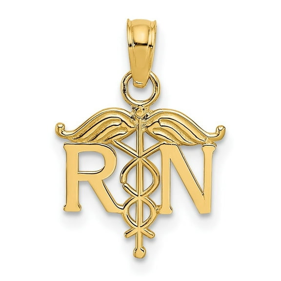 Auriga Fine Jewelry 14K Yellow Gold RN Registered Nurse Pendant for Women