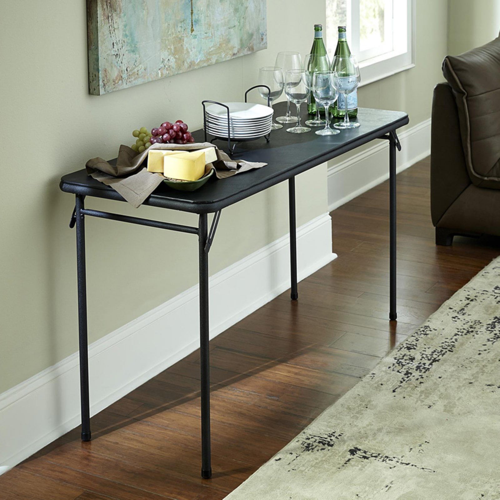 Cosco 20 X 48 Vinyl Top Folding Table Black Com