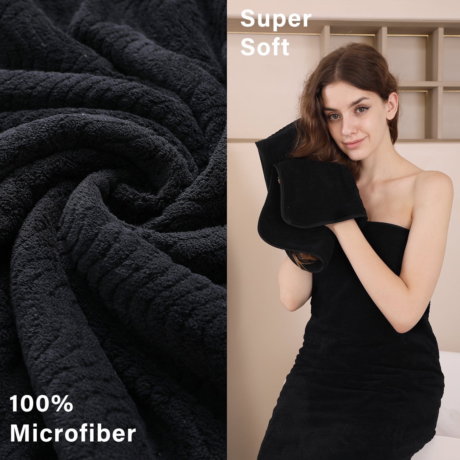 Cosy Family 4-Pack Microfiber Bath Towels – Ultra Soft, Quick Drying, 27x54 Inches, Lightweight