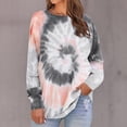 thumbnail image 2 of Fridja Womens Tie-dye O-neck Gradient Contrast Color Long Sleeve Top Pullover Sweatshirt, 2 of 8