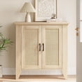 thumbnail image 3 of GAOMON Rattan Buffet Cabinet with Doors and Shelves, Natural Oak Sideboard, Wooden Storage Console for Entryway, Living Room, Dining Room, or Kitchen, 3 of 7