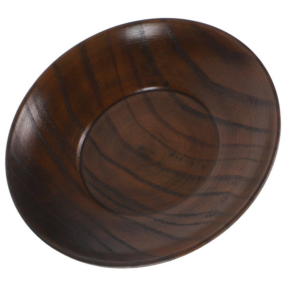 KALLORY Round Wooden Plate Food Storage Plate Home Dipping Sauce Plate Wood Salad Plate
