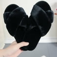 thumbnail image 2 of Open Toe Slides Fuzzy Non-skid Cross Band Slippers House Sandals for Man Woman, 2 of 8