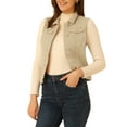 thumbnail image 1 of Chaleco sin mangas de mezclilla lavado para mujer INSPIRE CHIC con botones y bolsillos color beige S, 1 of 6
