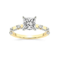 IGI Certified 4 Carat Princess Shape Lab Grown Diamond Engagement Ring | 14K Yellow Gold | Majestic Love Diamond Accent Ring | FG-VS1-VS2 Quality Friendly Diamonds