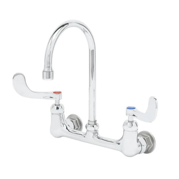 T And S Brass B-0230-Cr-Wh4 8"C/C Wall Mount Base,1/2"Npt Female Inlets,Ceramic