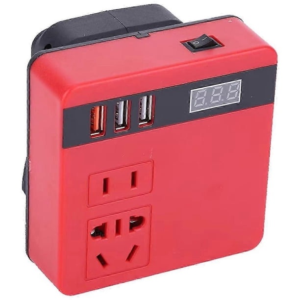 120W Lithium Battery Inverter DC18V-21V to AC 220V Electric Tool Battery Inverter Inverter for Milwaukee Inverter (Red)