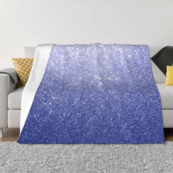Rateoe Glittering Blue Purple Pattern Flannel Throw Blanket, Ultra-soft Blanket for Bed, Couch, Car, Hypoallergenic Anti-pilling blanket-