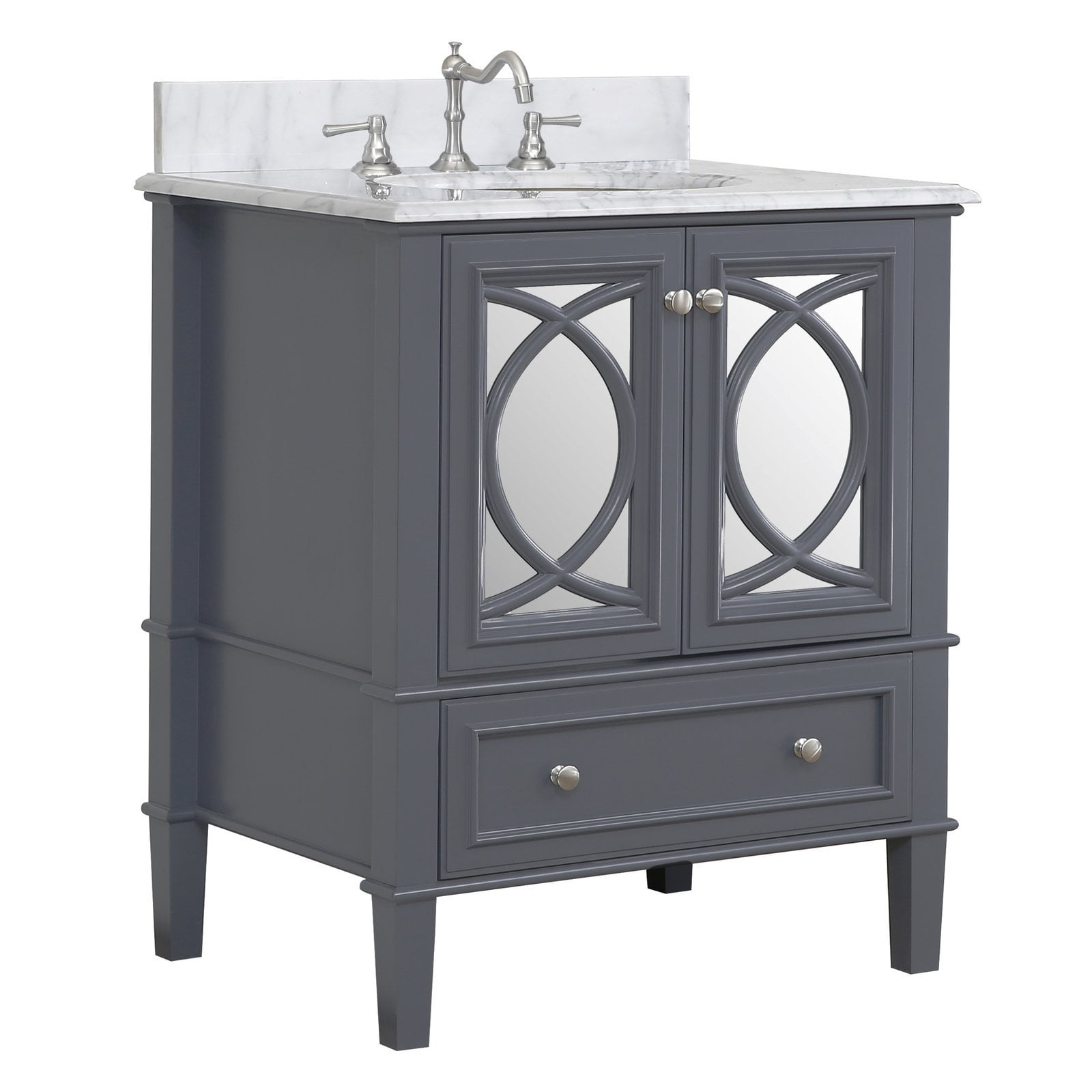 Olivia 30" Bathroom Vanity with Charcoal Gray & Carrara Marble
