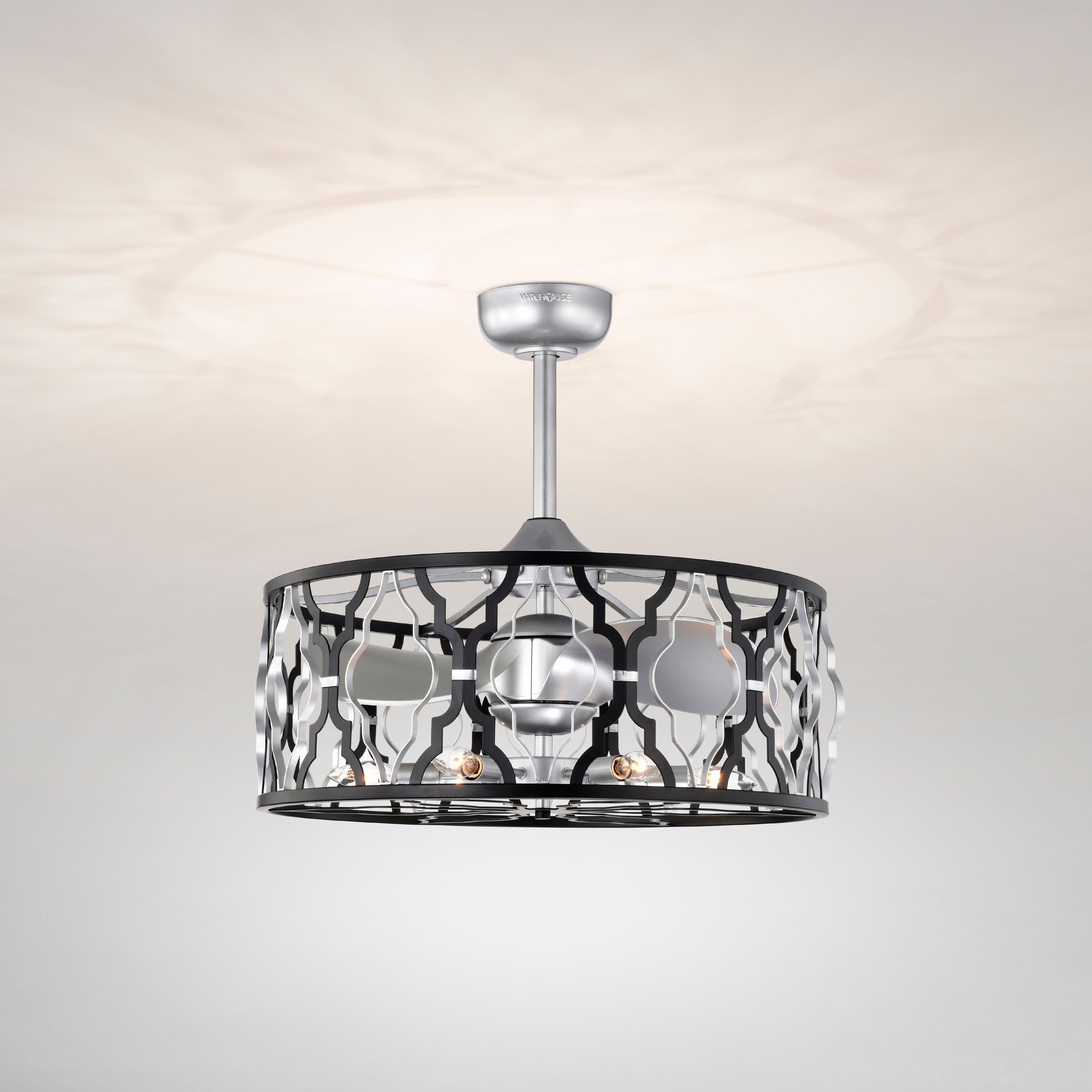 Netanel 24.4 in. Indoor Silver Finish Ceiling Fan with Light Kit and Remote