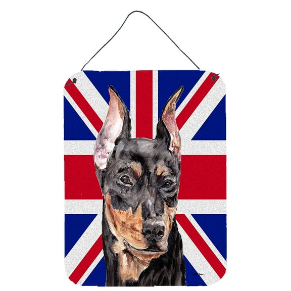 German Pinscher with English Union Jack British Flag Wall or Door Hanging Prints